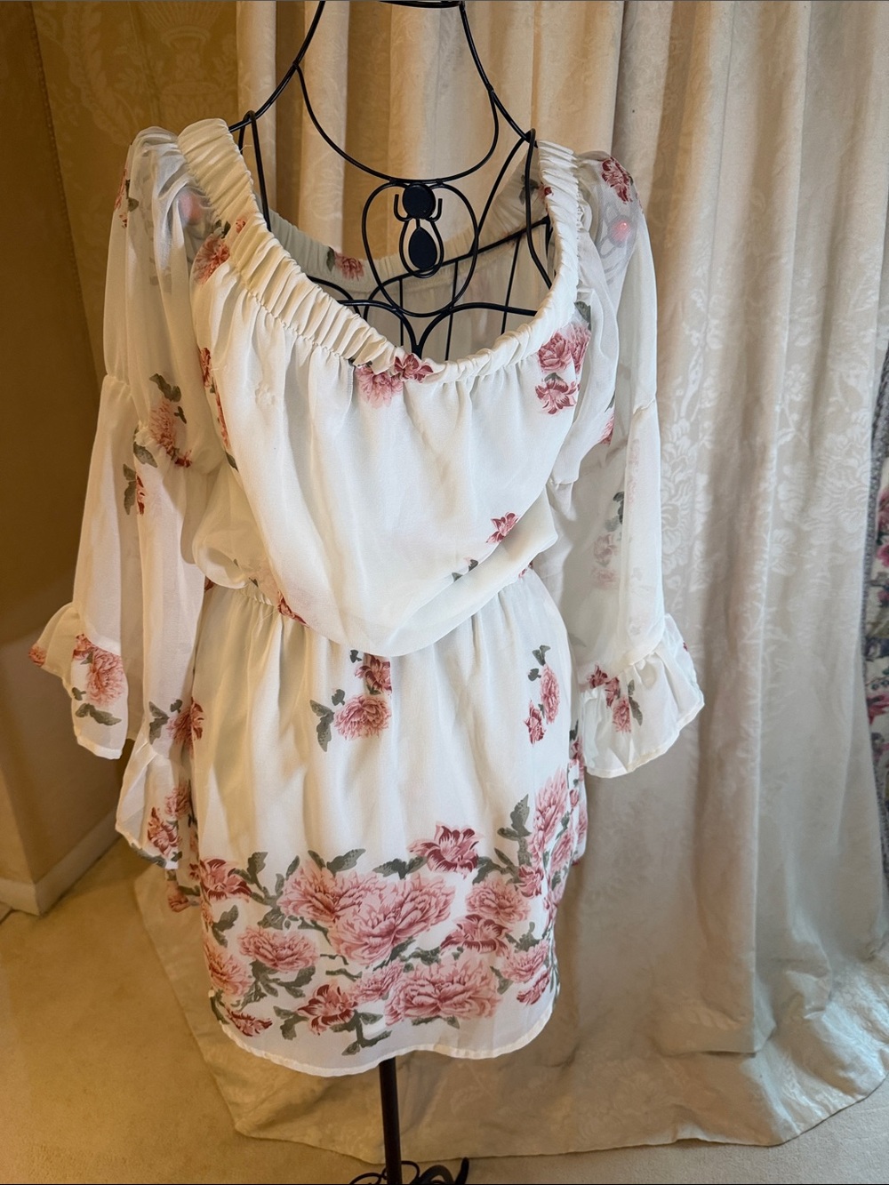 Hits Of Blush White Floral Off-Shoulder Peasant Top